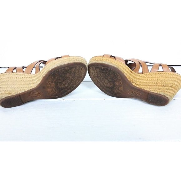 Sofft open toe strappy leather platform wedge espadrille rope sandals - Picture 6 of 8